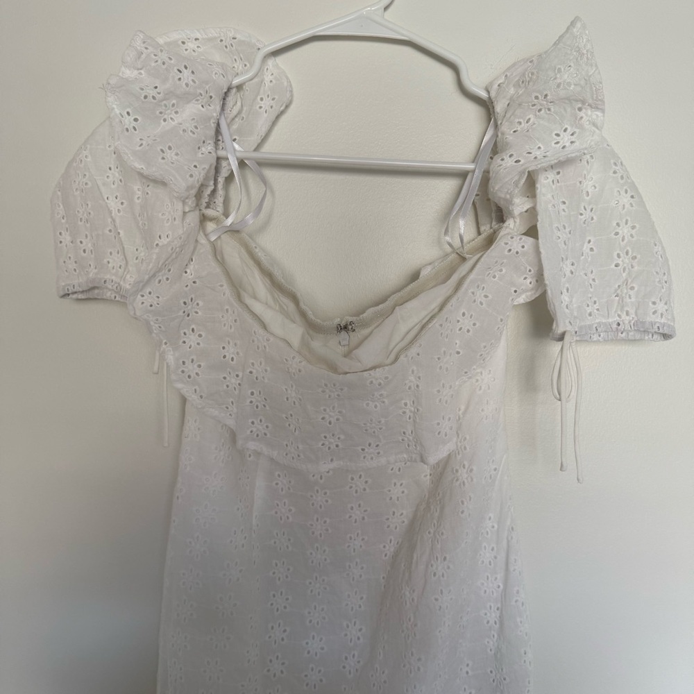 Superdown Revolve Off-Shoulder White Eyelet Dress - Picture 4 of 9